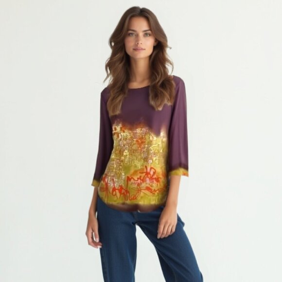 Nygard Elegant Purple Graphic Women's Top M - Picture 1 of 11